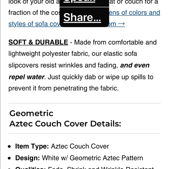 White Geometric Aztec Pattern Sofa Couch Cover - Picture 4 of 6